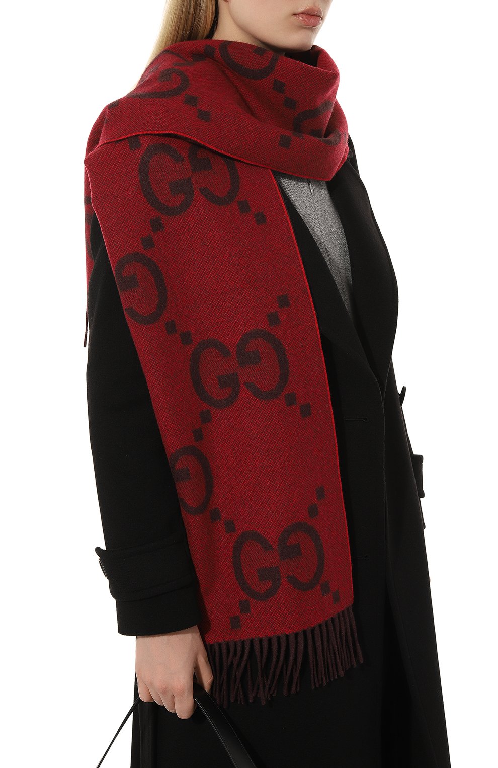 Женский бордовый кашемировый шарф GUCCI купить в интернет-магазине ЦУМ, арт. 674275 3G344